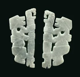 Coppia di figure con bastone, da Guacimo, area Linea Vieja
